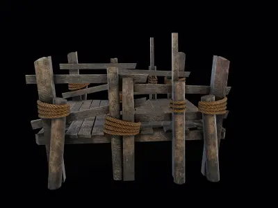 Wooden bridge Low-poly 3D model