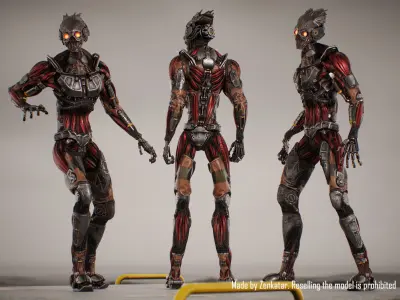 Game-Ready Horror Robot Low-poly 3D model