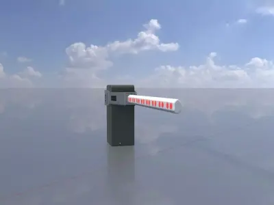 Railway Crossing Barrier 2 m closed Low-poly 3D model