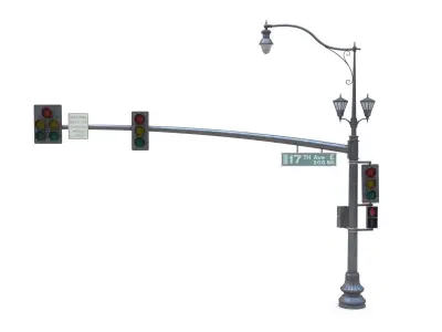 Street Light With Traffic Light 05 Low-poly 3D model