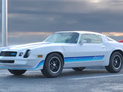  Chevrolet Camaro Z28 Retro Sports Car White Rigged for Maya 