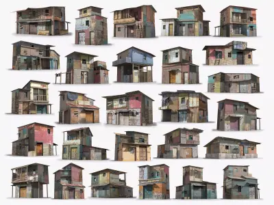 27 Slum Collection 3D Model Pack
