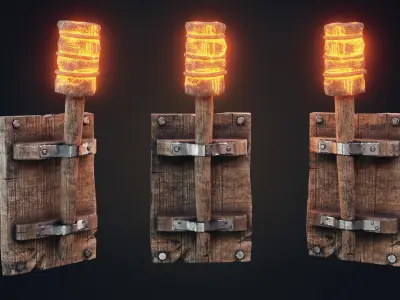 Wall torch Low-poly 3D model