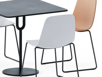 Piper Pedestal Table 800S and Maarten Plastic Chair by Viccarbe 3D model