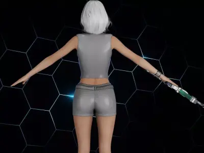 Lokha 3d SciFi low Poly Girl model with HQ Quality PBR Texture  Low-poly 3D model