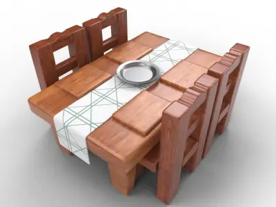 Table Chairs Low-poly 3D model