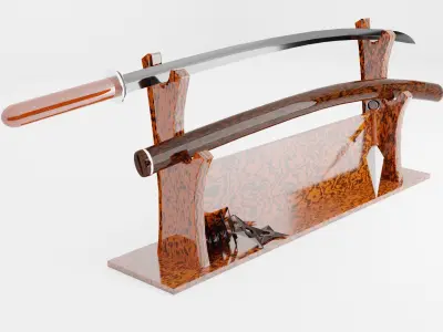 Japanese Old combat weapons Low-poly 3D model