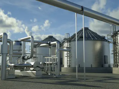 Factory industrial building 3D model 3D model