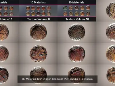 30 Materials Skin Dragon Seamless PBR Bundle 6 Texture