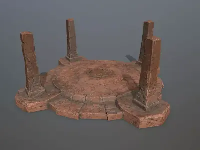 Ruin Gate Low-poly 3D model 26