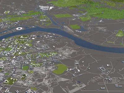 Pyongyang North Korea 50x50km 3D model