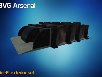 Sci-fi exterior set Low-poly 3D model