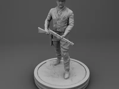 Sheriff statue of cowboy holding gun 3D print model