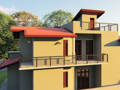 Modern residential building 3D model shop