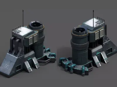 Scifi exterior skyscraper sci fi scifi cyberpunk bildings  Low-poly 3D model