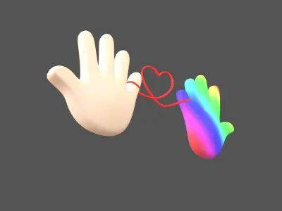 Hand with Red Line Icon v1 013 Low-poly 3D model
