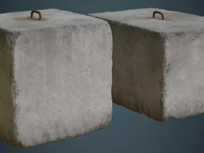Concrete Barrier 4C Low-poly 3D model