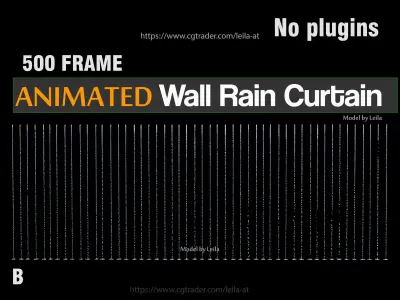 Wall Rain Curtain Waterfall  500 Frame Animated 3D model