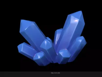 Low Poly Stylized Light Blue Crystal Cluster Low-poly 3D model