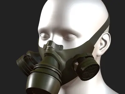 Gas mask respirator military combat  Low-poly 3D model