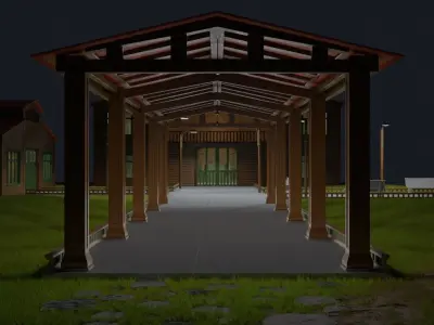 Wood Buildings 3D model