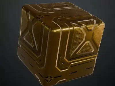 Golden Sci-Fi Metal Plate PBR Seamless Texture