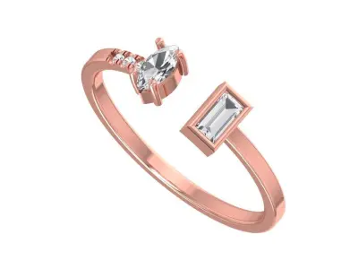 Women Light Weight Baguette Marquise stone Band Ring 3D print model