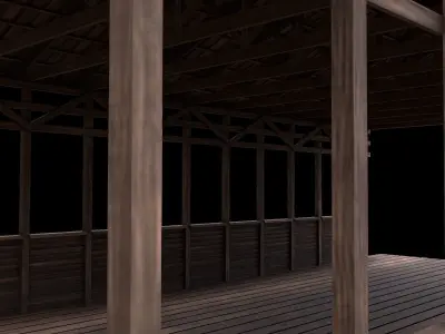 Wood Bridge Low-poly 3D model