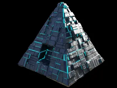 lowpoly Spaceship Pyramid sci fi Low-poly 3D model