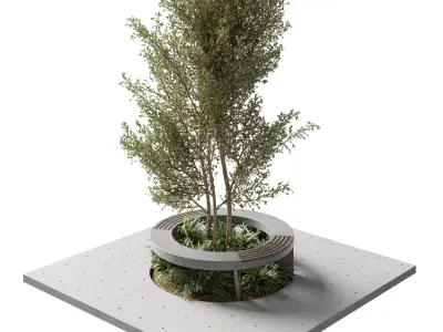  - Urban Furniture - Green Benches With plants 54 3D model