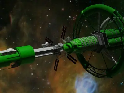 Spacecraft spaceship in space Low-poly 3D model