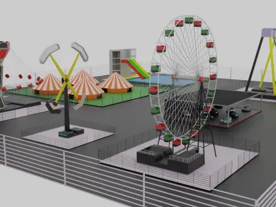 Amusement Park Low-poly 3D model