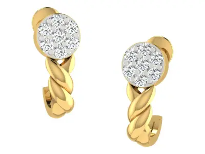 light weight  Yellow gold diamond earring 3D print model purchase