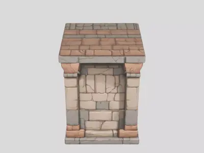 Stone Pillar Wall Block Low-poly 3D model