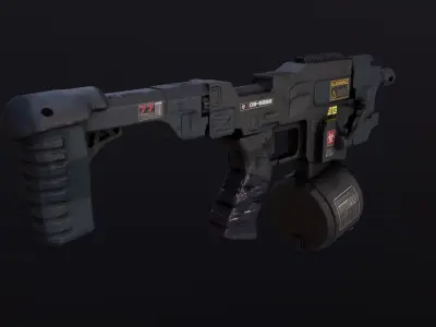 Sci-Fi Weapon Cyber Riffle Low-poly 3D model