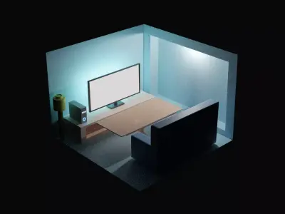 ROOM3D room with desk and computer 3D model