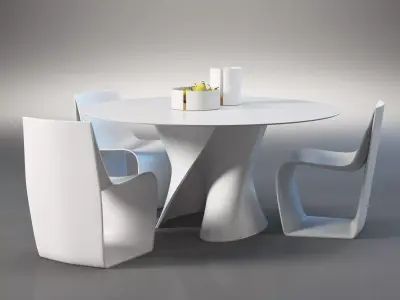 Outdoor Set 7 dining table and chairs 3D model