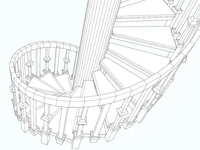 Spiral staircase 3d model  Low-poly 3D model