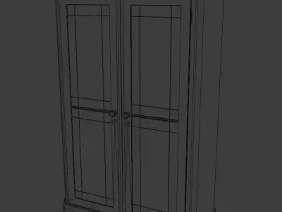 Decorative wooden oldschool cupboard Low-poly 3D model