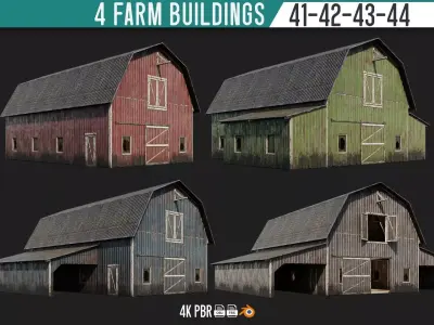 41-42-43-44 - Farm Buildings 4K PBR GameReady Low-poly 3D model