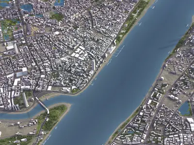 Wuhan - 3D City Model Low-poly 3D model