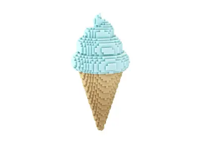 Voxel Ice Cream Cone v1 013 Low-poly 3D model