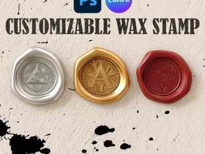 Customizable 3D Wax Seal Stamp Pack Low-poly 3D model