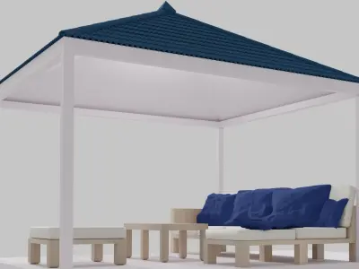 OUT DOOR PERGOLA WITH SITTING AREA Low-poly 3D model