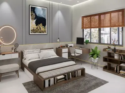 Model Bedroom Interior 3D Model Cozy and Realistic Design 3D model