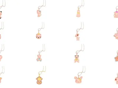 100 Ultra Light Weight Kids Pendant Necklace Charms 3dm stl obj 3D Model Pack