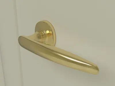 Doorknobs gold handle on wall 3D model