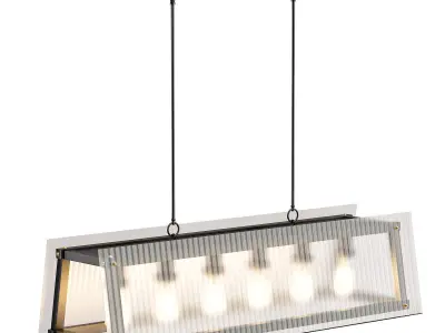 HAGAR light rectangular pendant in gold with clear glass 3D model