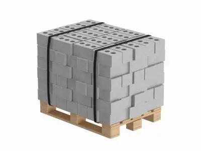 Bricks On Wooden Pallet 3D model