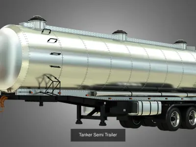 Tanker Semi Trailer - Tri-Axle Container Trailer 2 in 1 3D Model Pack